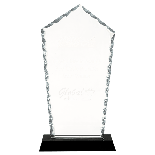 9 3/4" Diamond Facet Glass on Black Base