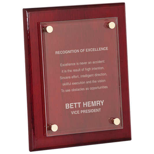 8" x 10" Rosewood Piano Finish Floating Acrylic Plaqueue