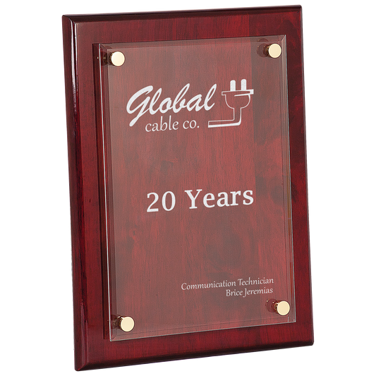 9" x 12" Rosewood Piano Finish Floating Acrylic Plaqueue