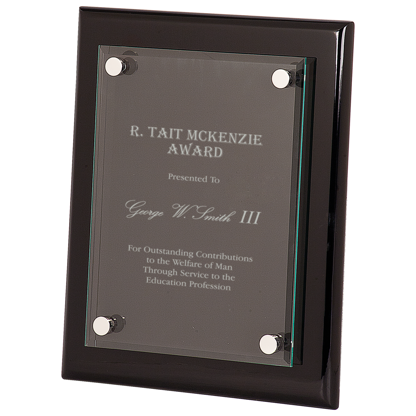 8" x 10" Rosewood Piano Finish Floating Glass Plaque
