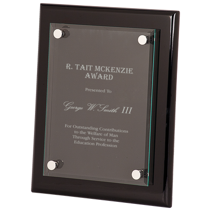 8" x 10" Rosewood Piano Finish Floating Glass Plaque