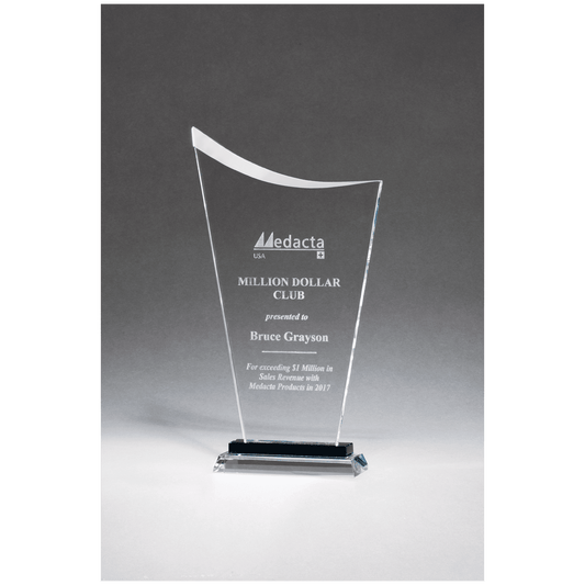 6 1/4" x 11 1/2" Contemporary Clear Glass Award with Pedestal Base