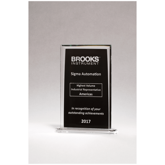 6 1/2" x 9 1/4" Rectangular Glass Award with Black Silkscreened Center