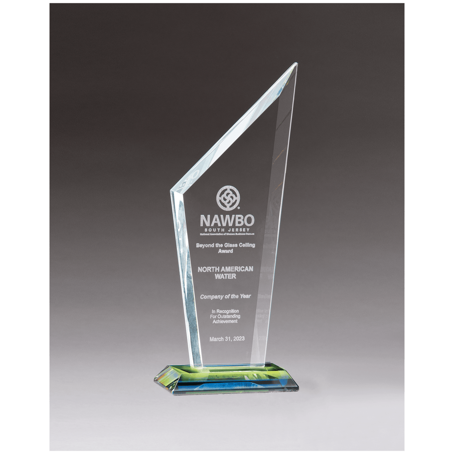 3 3/8" x 8 3/4" x 3/8" Thick Zenith Series Clear Glass with Prism-Effect   Base