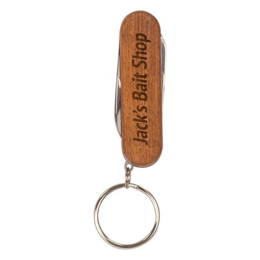 2.25" Wooden 3-Function Pocket Knife with Keychain (wood) — custom laser engraved — ECHIPMUNK