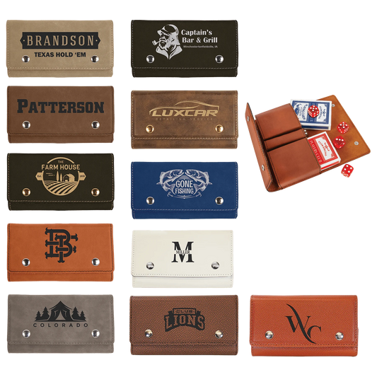 Card & Dice Set (faux leather) — custom laser engraved — ECHIPMUNK