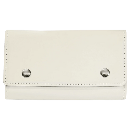 White Card & Dice Set (faux leather) — custom laser engraved — ECHIPMUNK