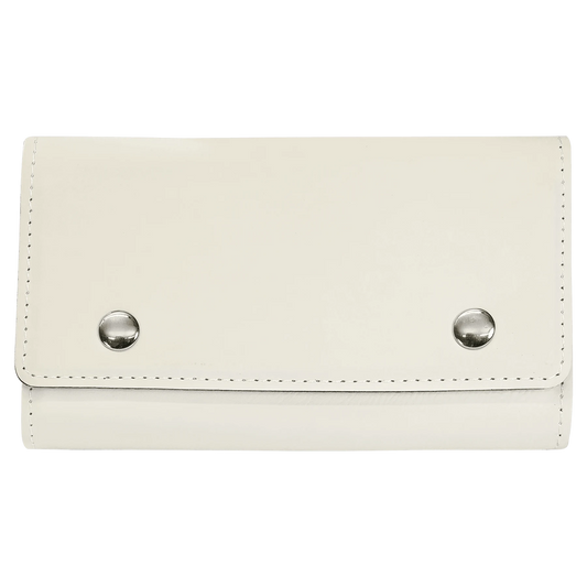 White Card & Dice Set (faux leather) — custom laser engraved — ECHIPMUNK