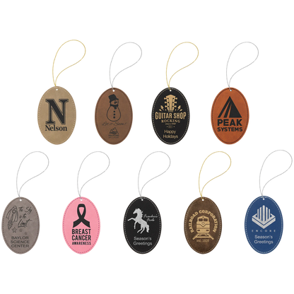 Ornament with Strings (faux leather) — custom laser engraved — ECHIPMUNK