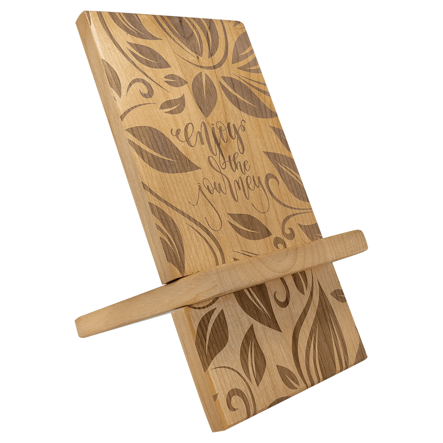 6" × 12" Red Alder Cell Phone/IPad Easel (red alder) — custom laser engraved — ECHIPMUNK