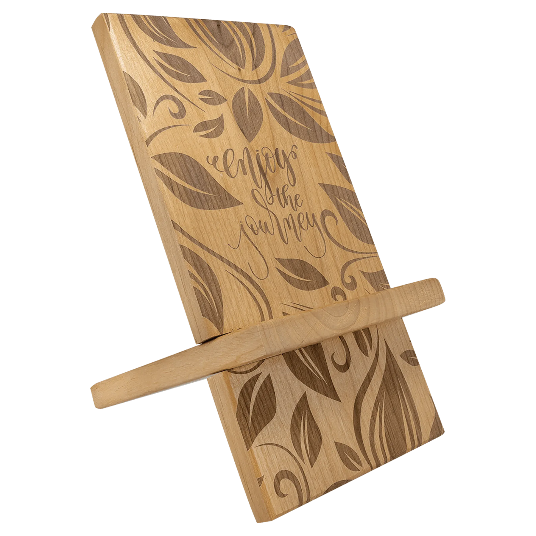 6" × 12" Red Alder Cell Phone/IPad Easel (red alder) — custom laser engraved — ECHIPMUNK