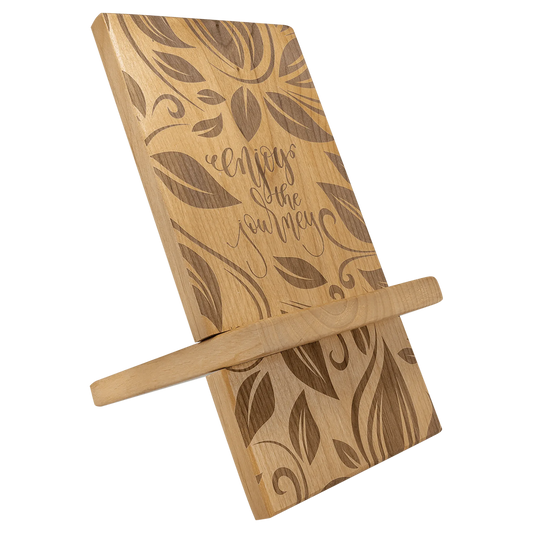 6" × 12" Red Alder Cell Phone/IPad Easel (red alder) — custom laser engraved — ECHIPMUNK