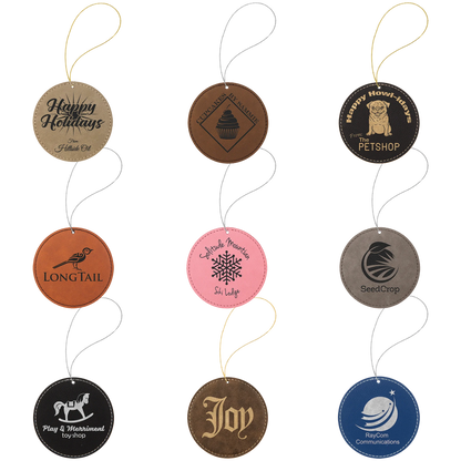 Ornament with Strings (faux leather) — custom laser engraved — ECHIPMUNK