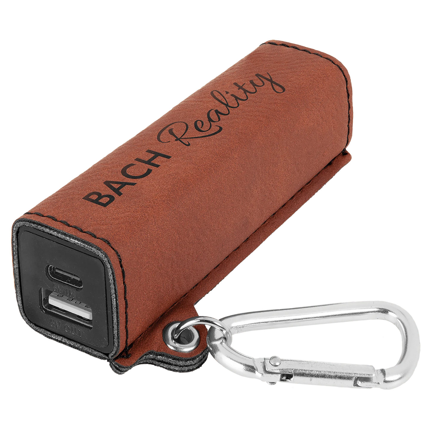 Rawhide 2200 mAh Power Bank with USB-C Cord (faux leather) — custom laser engraved — ECHIPMUNK