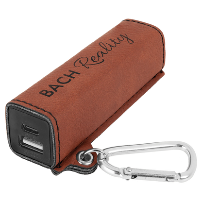 Rawhide 2200 mAh Power Bank with USB-C Cord (faux leather) — custom laser engraved — ECHIPMUNK