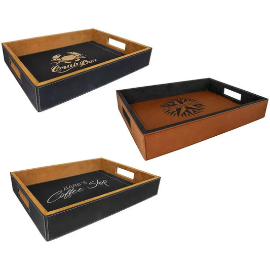 16" × 12" Serving Tray (mdf & faux leather) — custom laser engraved — ECHIPMUNK