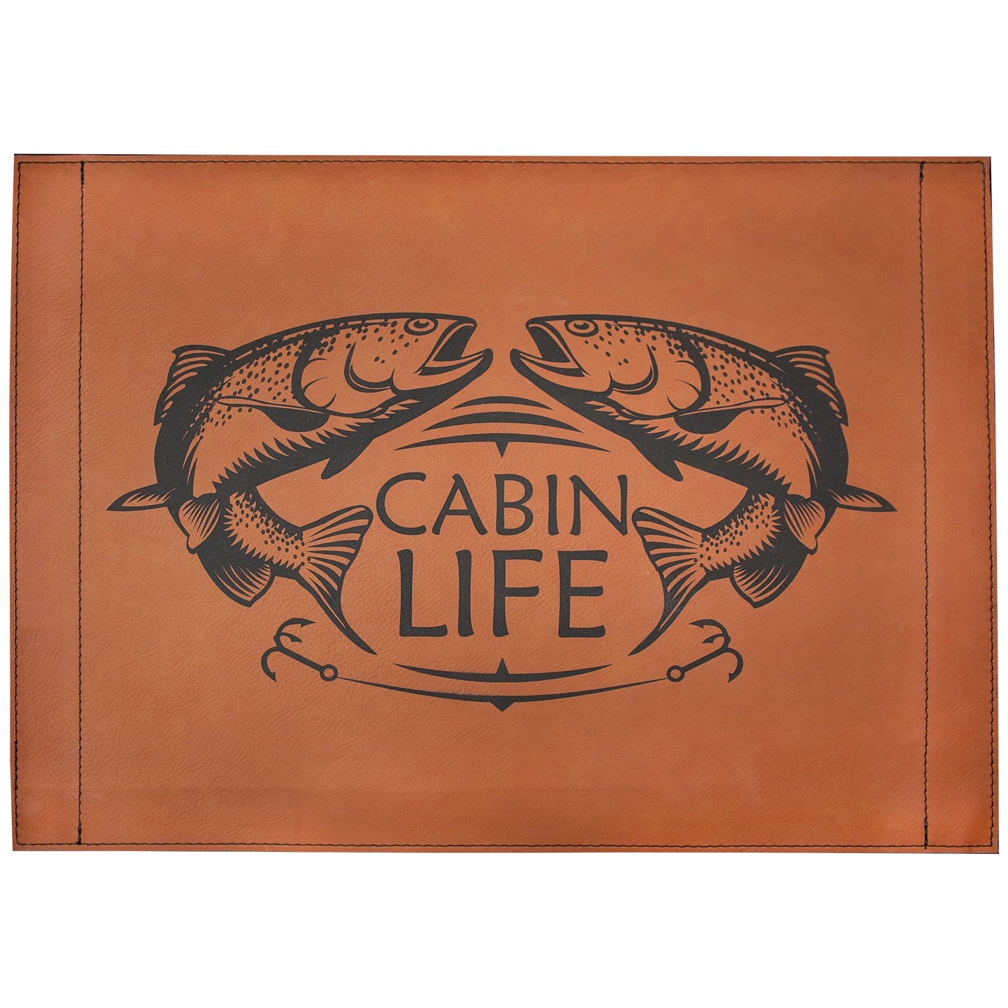 16" × 12" Rawhide Insert for Serving Tray (mdf & faux leather) — custom laser engraved — ECHIPMUNK