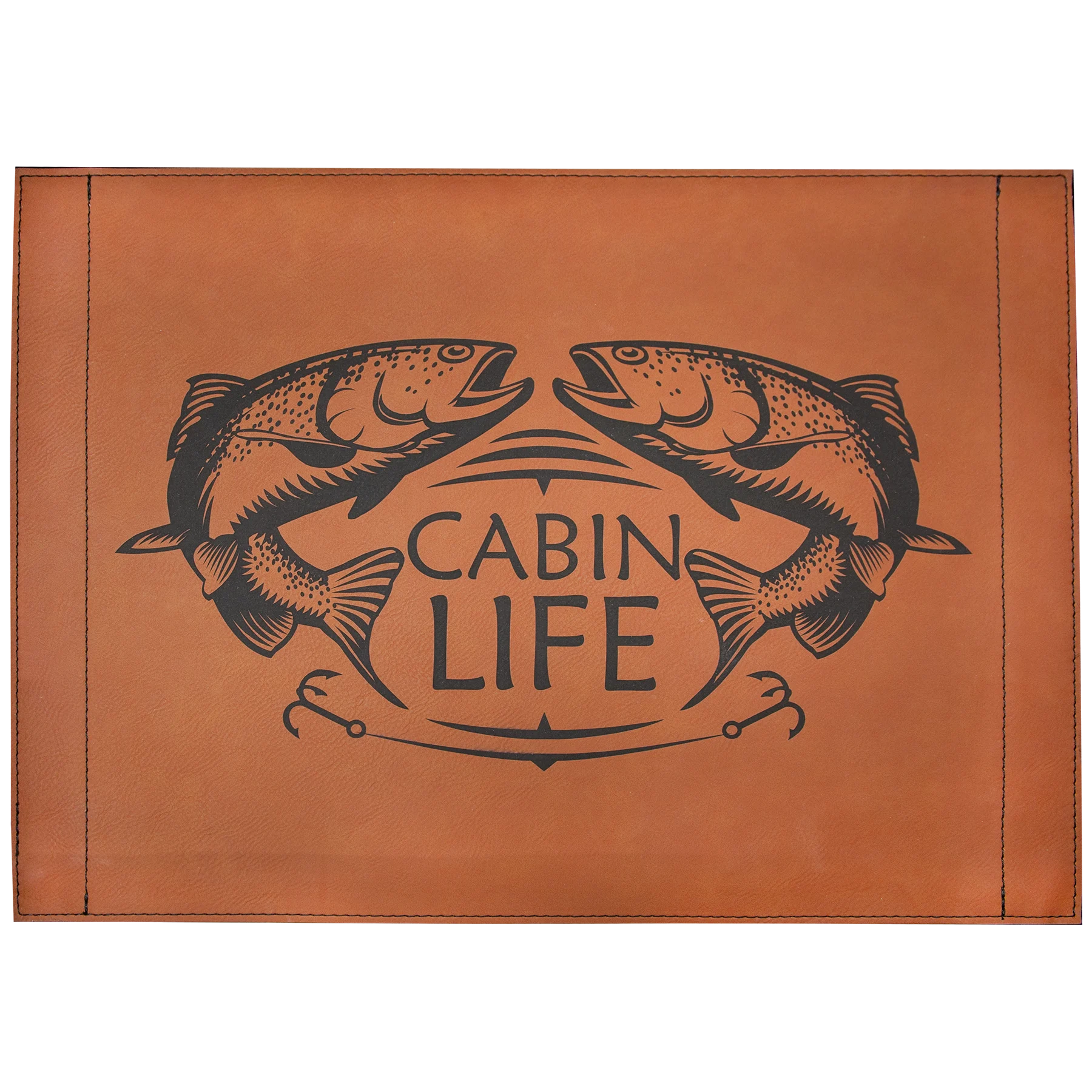 16" × 12" Rawhide Insert for Serving Tray (mdf & faux leather) — custom laser engraved — ECHIPMUNK