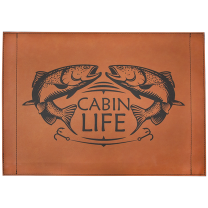 16" × 12" Rawhide Insert for Serving Tray (mdf & faux leather) — custom laser engraved — ECHIPMUNK