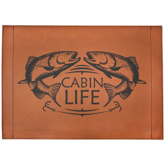 16" × 12" Rawhide Insert for Serving Tray (mdf & faux leather) — custom laser engraved — ECHIPMUNK
