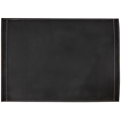 16" × 12" Black/Silver Insert for Serving Tray (faux leather) — custom laser engraved — ECHIPMUNK
