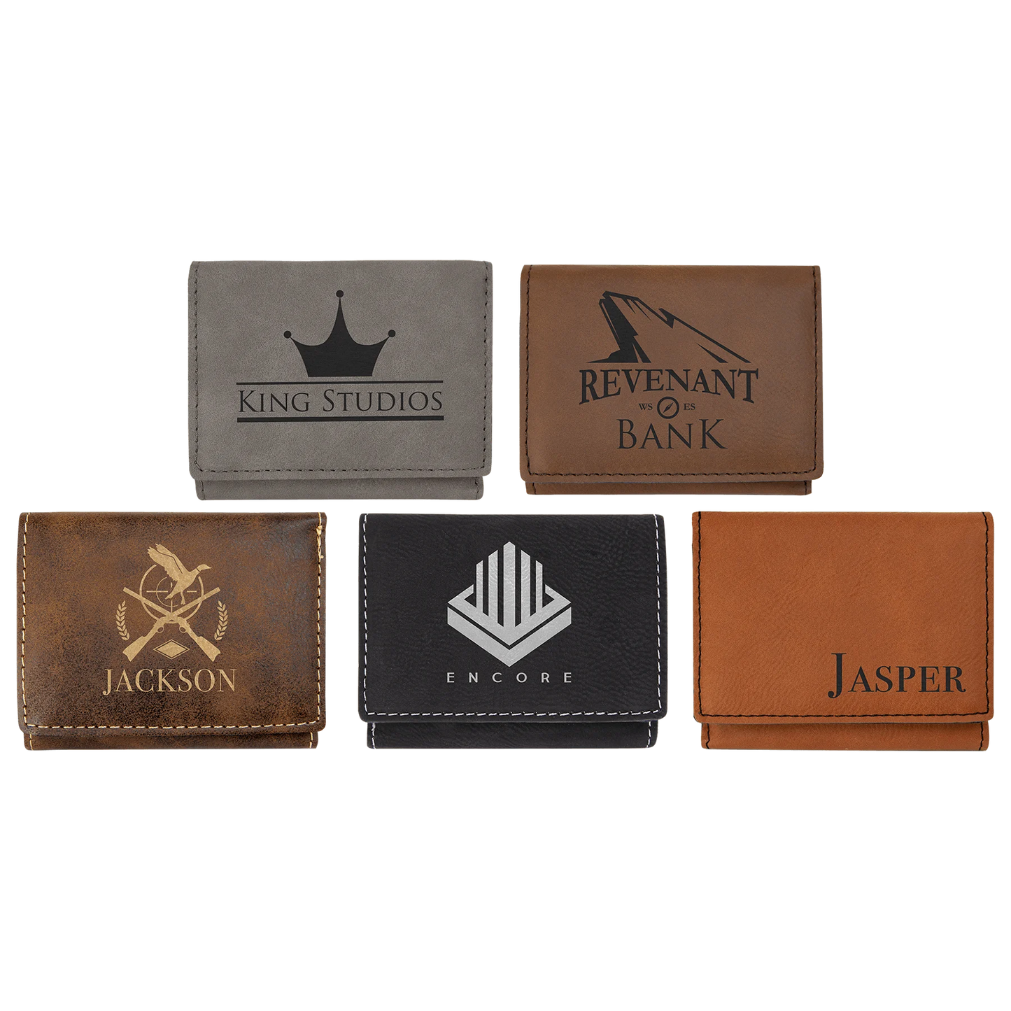 3" × 4" Trifold Wallet (faux leather) — custom laser engraved — ECHIPMUNK