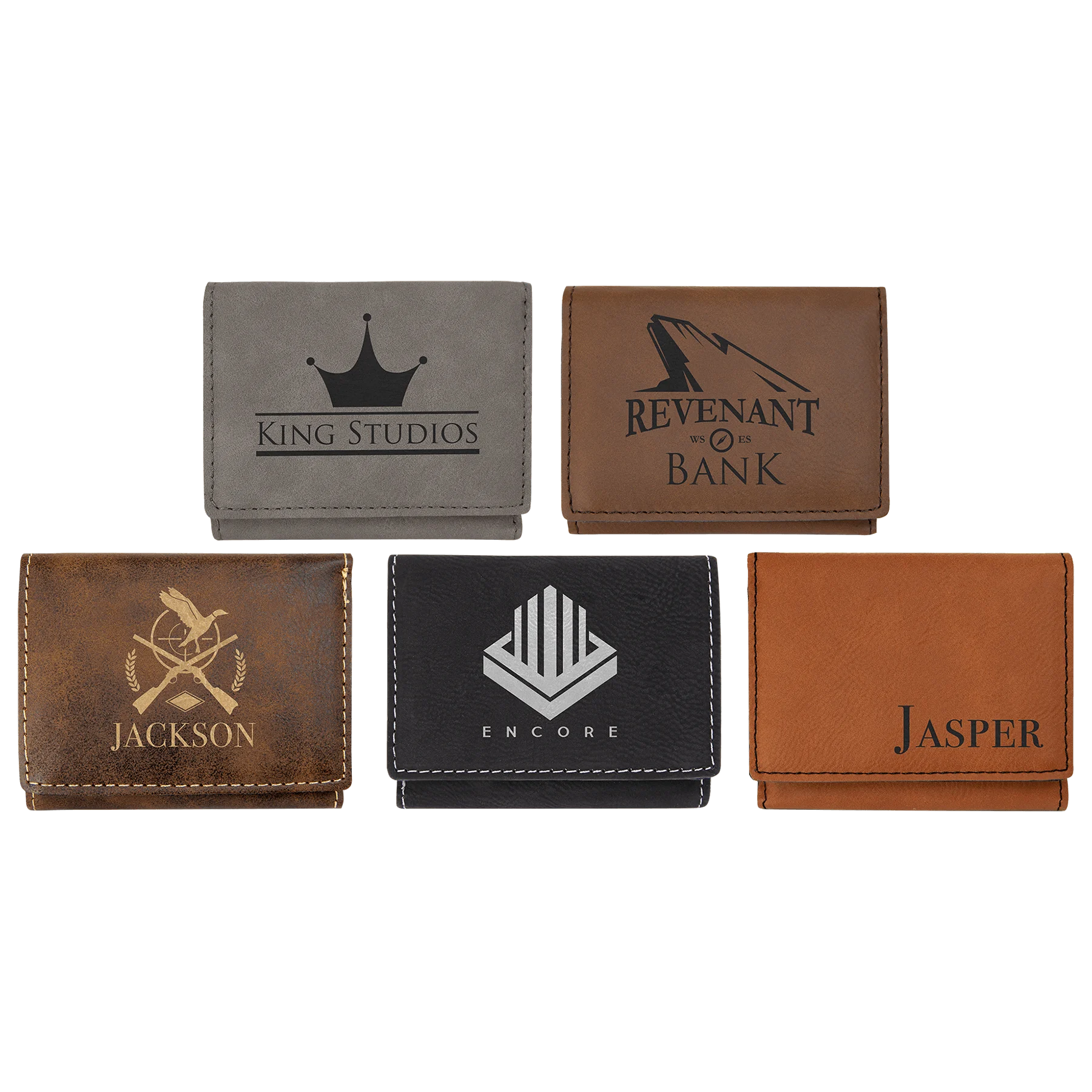 3" × 4" Trifold Wallet (faux leather) — custom laser engraved — ECHIPMUNK