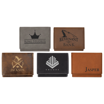 3" × 4" Trifold Wallet (faux leather) — custom laser engraved — ECHIPMUNK