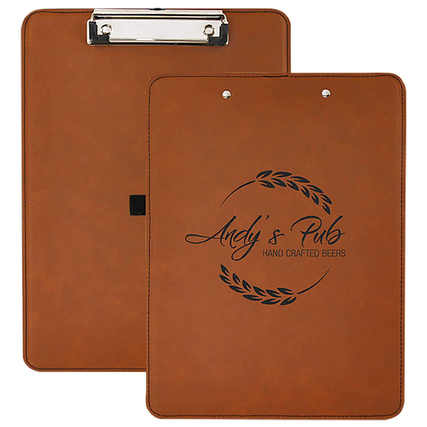 9" × 12.5" Rawhide Clipboard (faux leather & mdf) — custom laser engraved — ECHIPMUNK