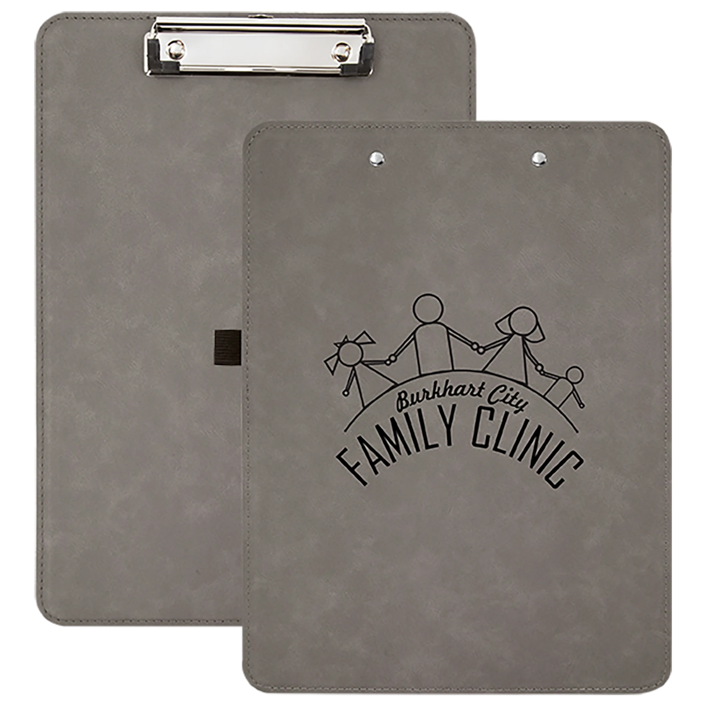 9" × 12.5" Gray Clipboard (faux leather & mdf) — custom laser engraved — ECHIPMUNK