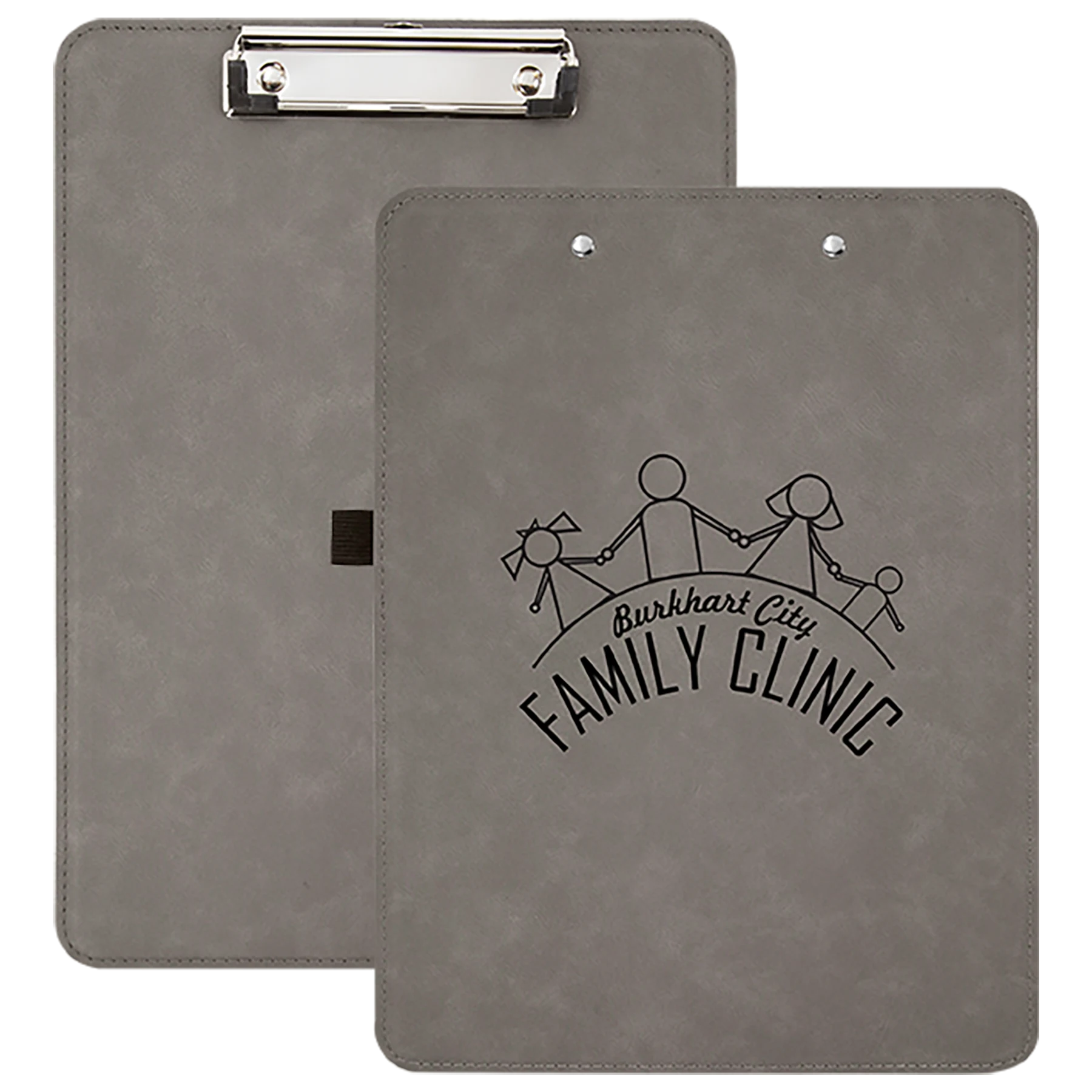 9" × 12.5" Gray Clipboard (faux leather & mdf) — custom laser engraved — ECHIPMUNK