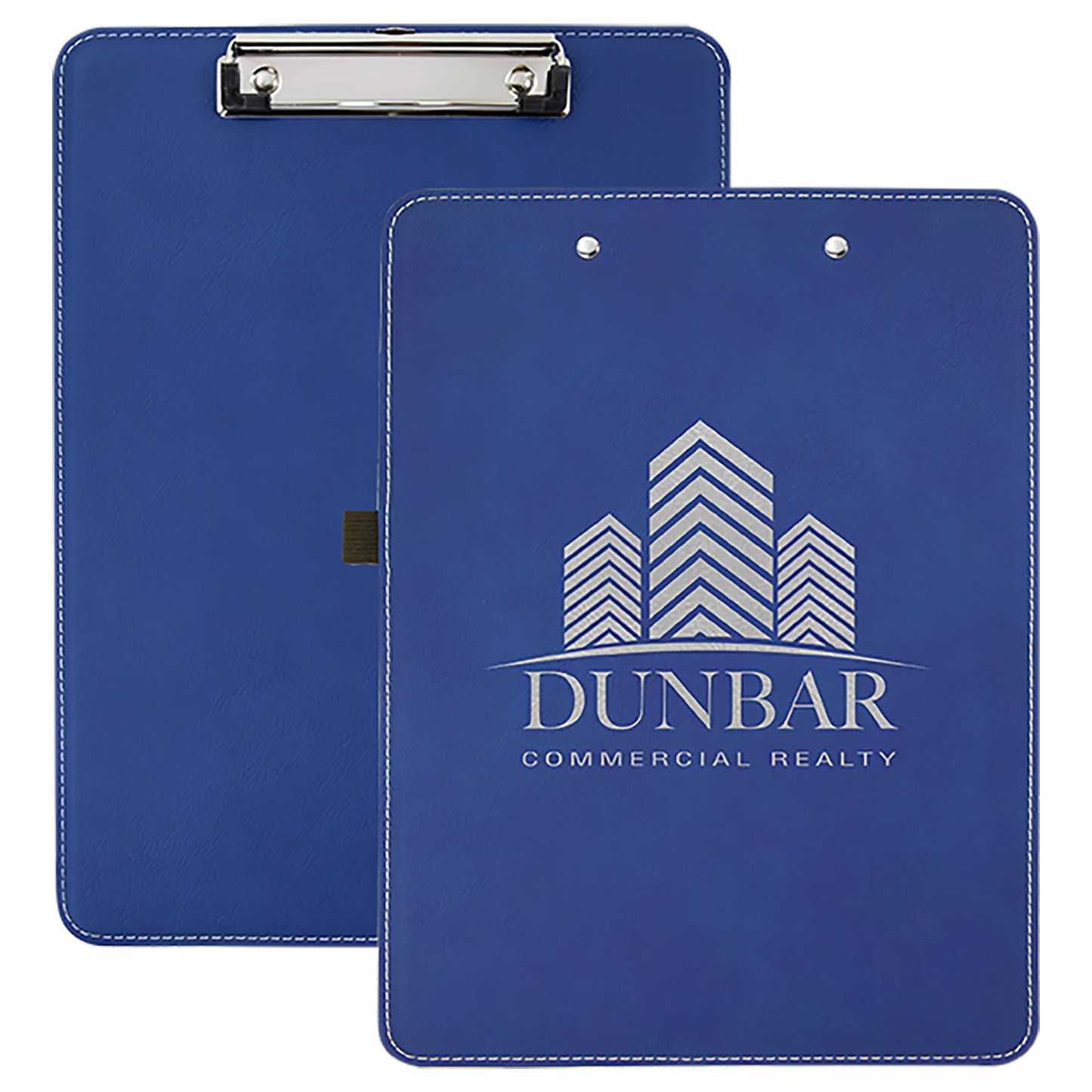 9" × 12.5" Blue/Silver Clipboard (faux leather & mdf) — custom laser engraved — ECHIPMUNK