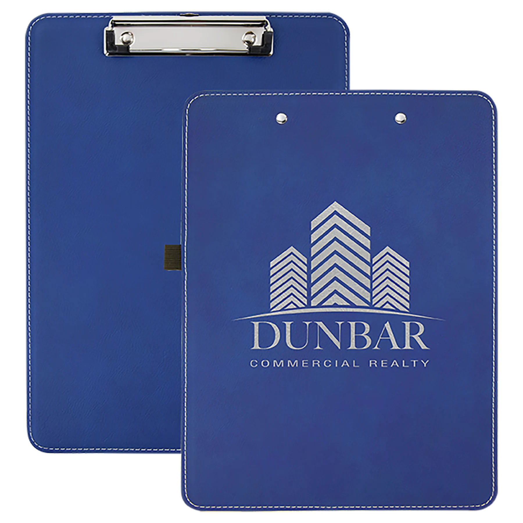 9" × 12.5" Blue/Silver Clipboard (faux leather & mdf) — custom laser engraved — ECHIPMUNK