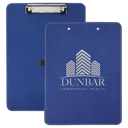 9" × 12.5" Blue/Silver Clipboard (faux leather & mdf) — custom laser engraved — ECHIPMUNK