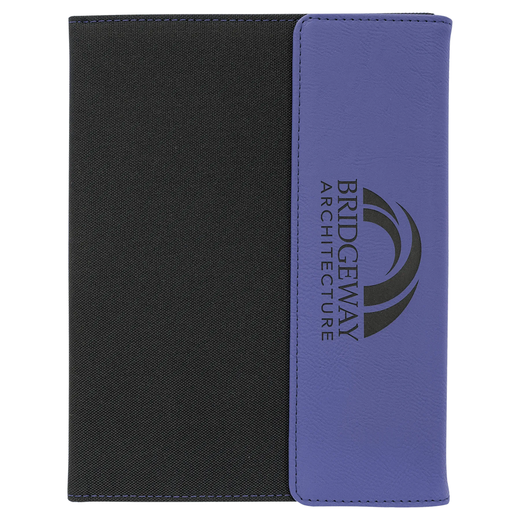 7" × 9" Purple / Black Canvas Portfolio with Notepad (faux leather & canvas) — custom laser engraved — ECHIPMUNK