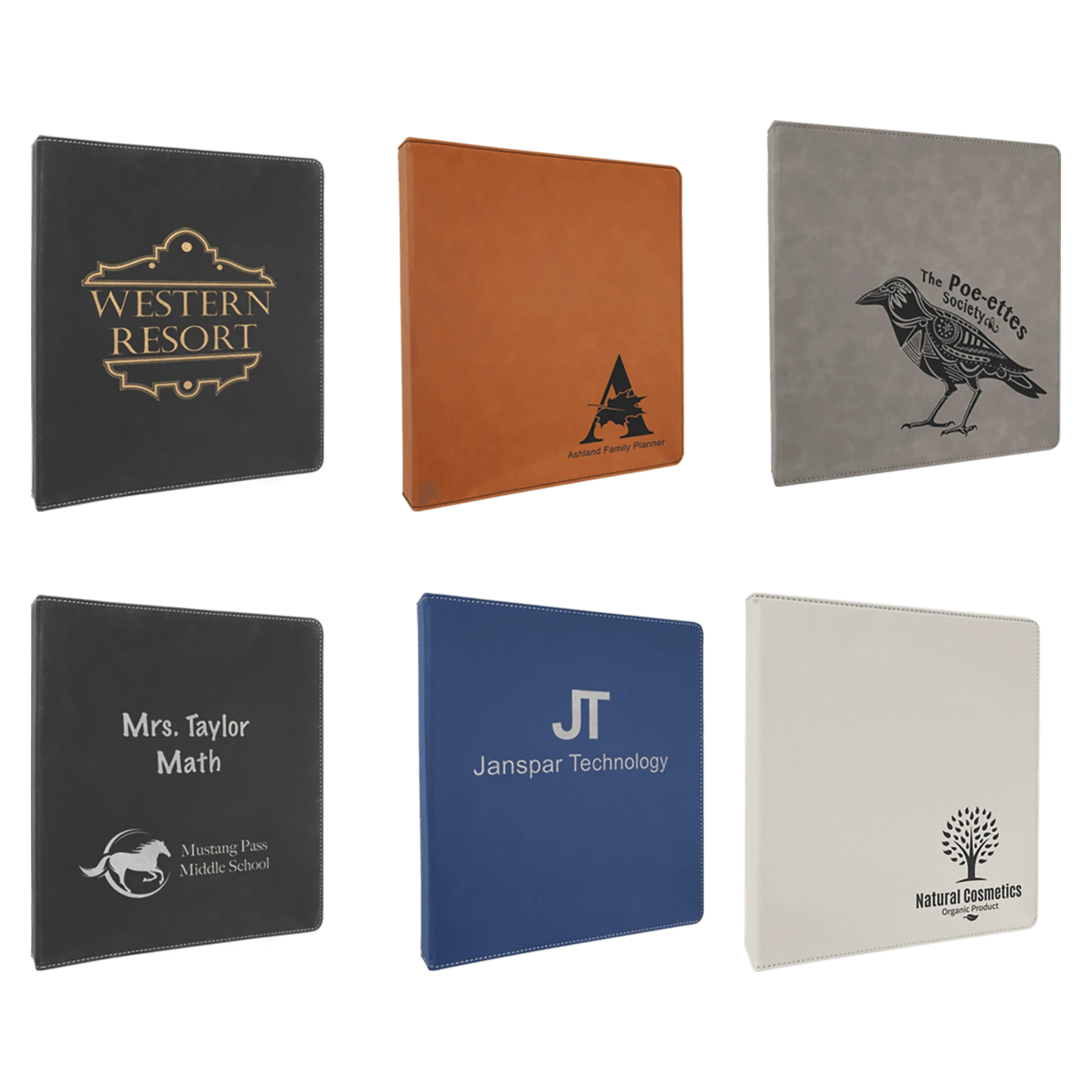 10.5" × 11.5" 3 Ring Binder with 1" Slant D RingsSample Set (laserable leatherette) — custom laser engraved — ECHIPMUNK