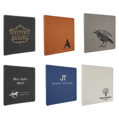 10.5" × 11.5" 3 Ring Binder with 1" Slant D RingsSample Set (laserable leatherette) — custom laser engraved — ECHIPMUNK