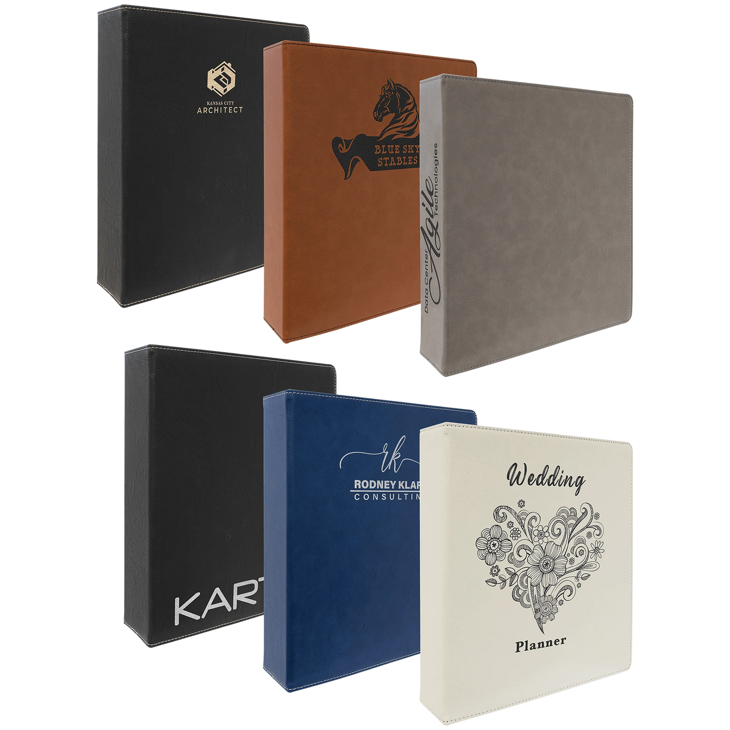 11" × 11.5" 3 Ring Binder with 2" Slant D Rings (laserable leatherette) — custom laser engraved — ECHIPMUNK