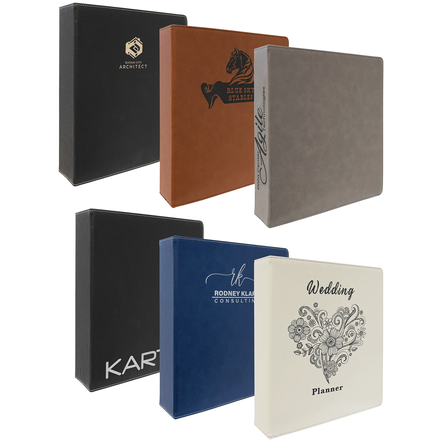 11" × 11.5" 3 Ring Binder with 2" Slant D Rings (laserable leatherette) — custom laser engraved — ECHIPMUNK