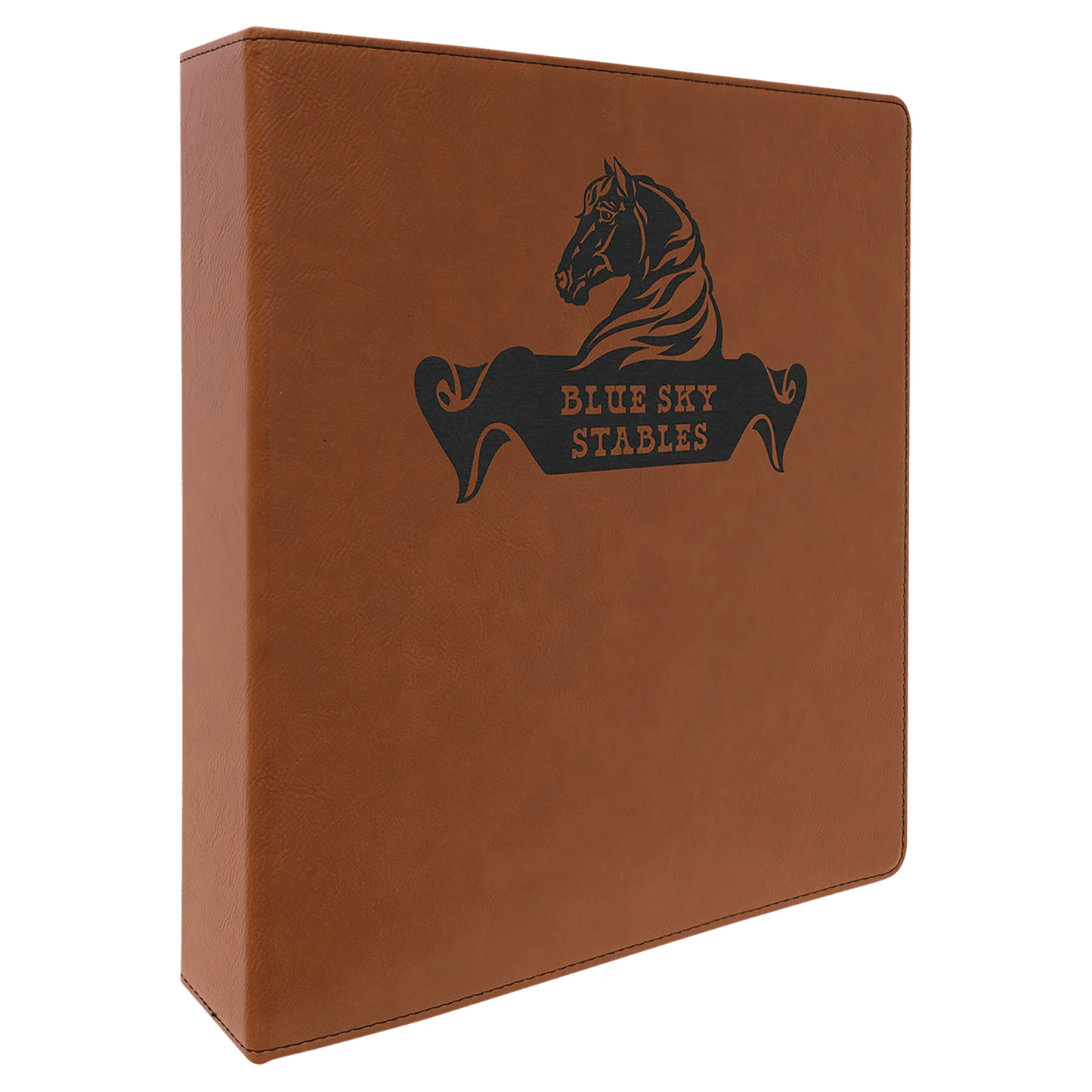 11" × 11.5" Rawhide 3 Ring Binder with 2" Slant D Rings (laserable leatherette) — custom laser engraved — ECHIPMUNK
