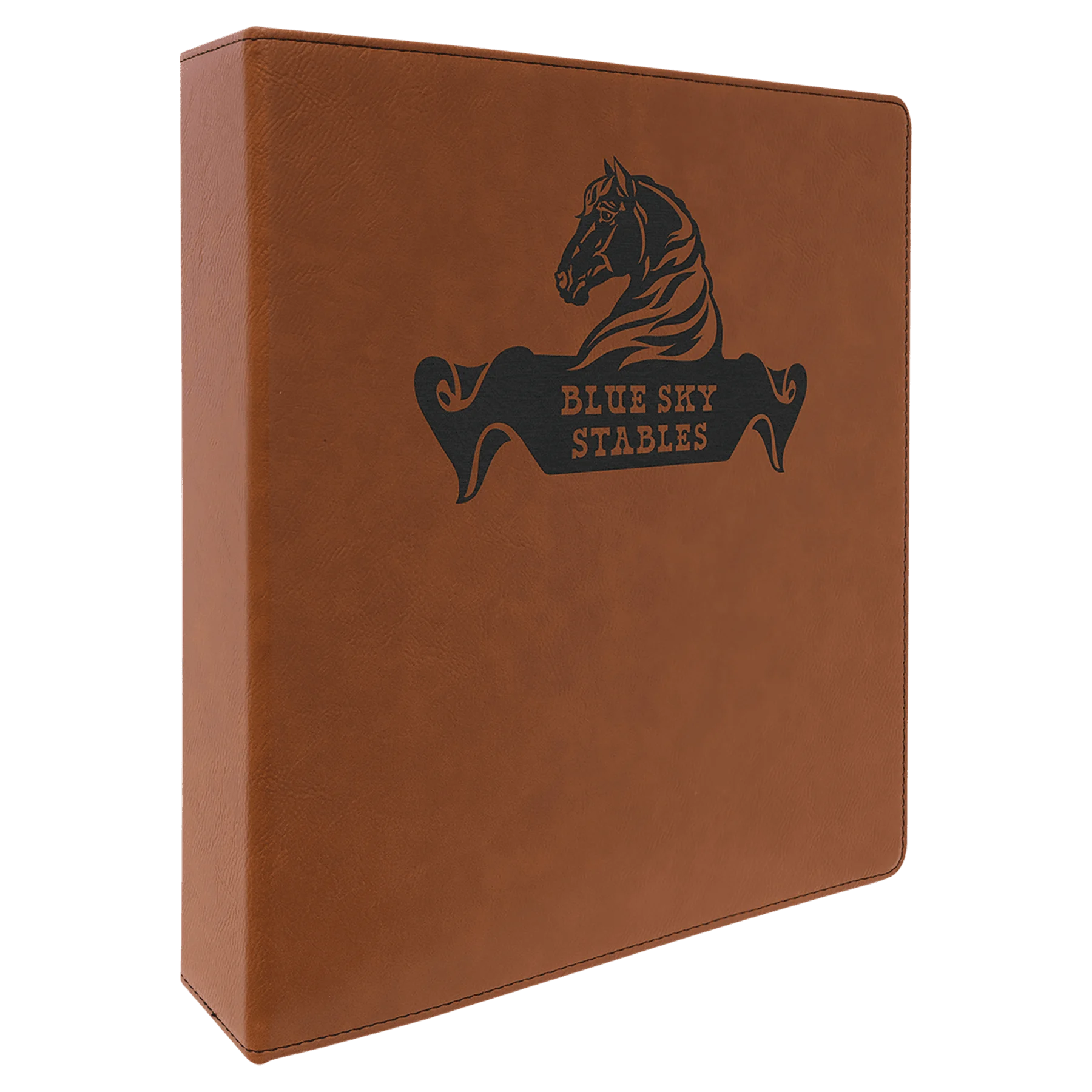 11" × 11.5" Rawhide 3 Ring Binder with 2" Slant D Rings (laserable leatherette) — custom laser engraved — ECHIPMUNK