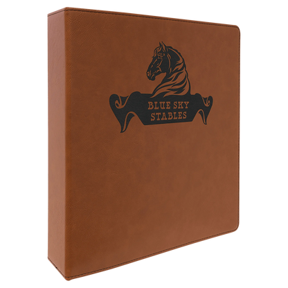 11" × 11.5" Rawhide 3 Ring Binder with 2" Slant D Rings (laserable leatherette) — custom laser engraved — ECHIPMUNK