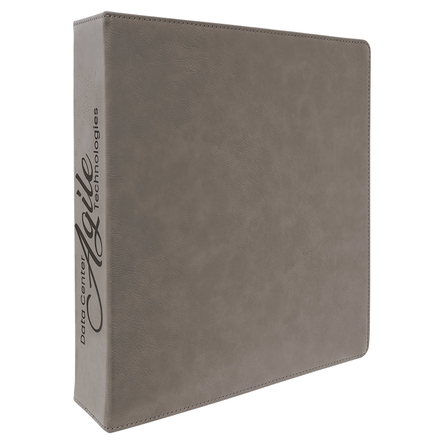 11" × 11.5" Gray 3 Ring Binder with 2" Slant D Rings (laserable leatherette) — custom laser engraved — ECHIPMUNK