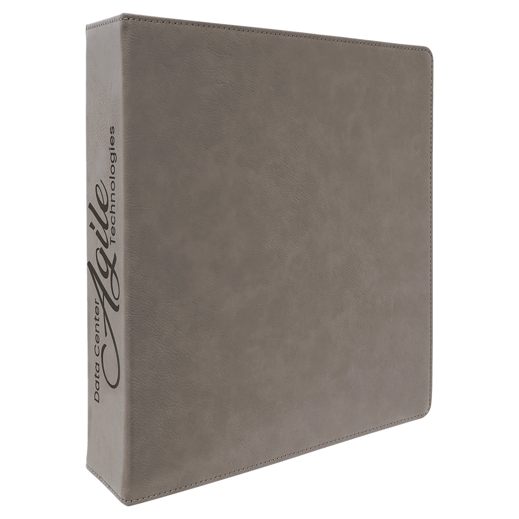 11" × 11.5" Gray 3 Ring Binder with 2" Slant D Rings (laserable leatherette) — custom laser engraved — ECHIPMUNK