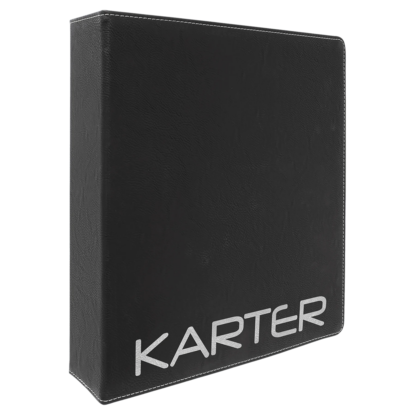 11" × 11.5" Black/Siver 3 Ring Binder with 2" Slant D Rings (laserable leatherette) — custom laser engraved — ECHIPMUNK