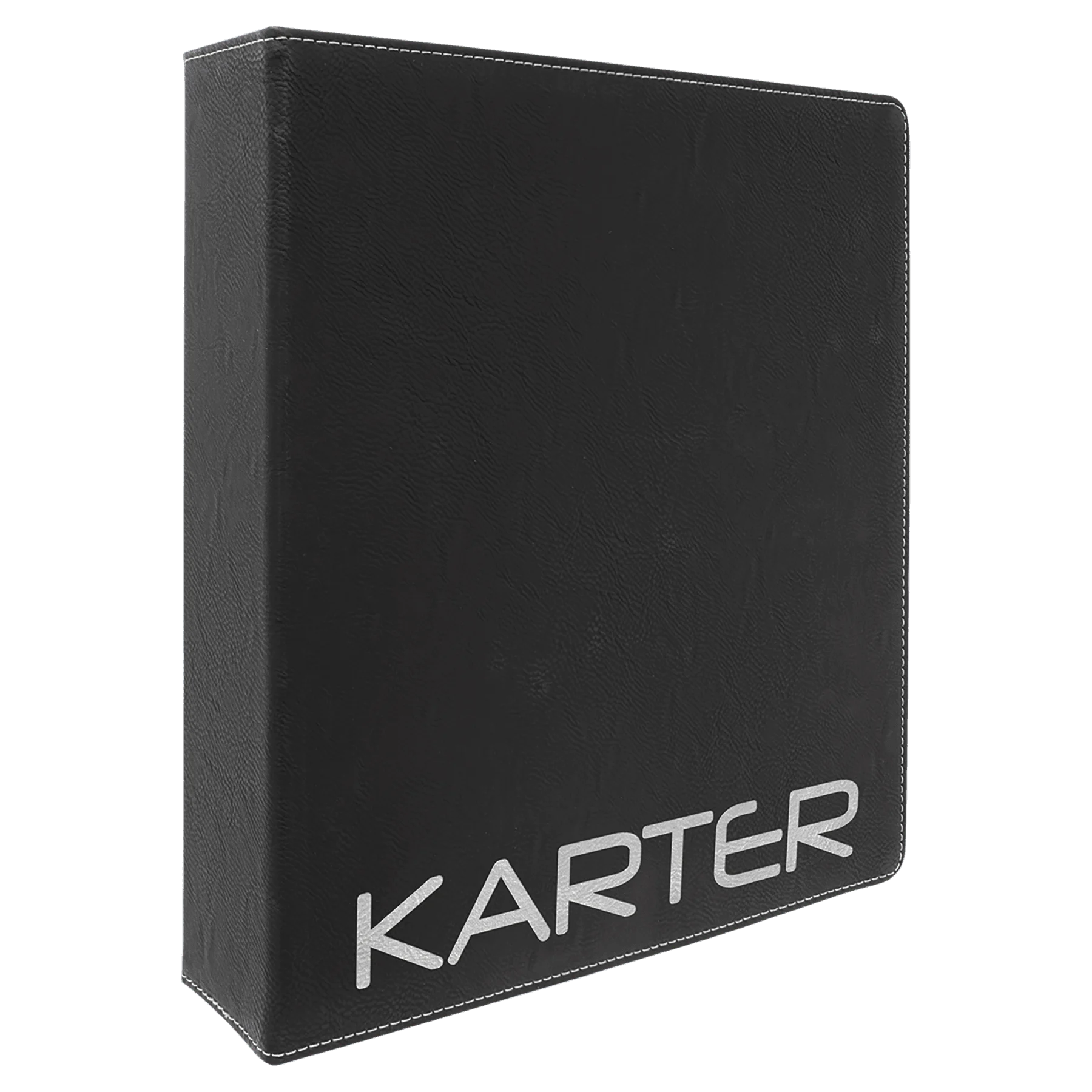 11" × 11.5" Black/Siver 3 Ring Binder with 2" Slant D Rings (laserable leatherette) — custom laser engraved — ECHIPMUNK