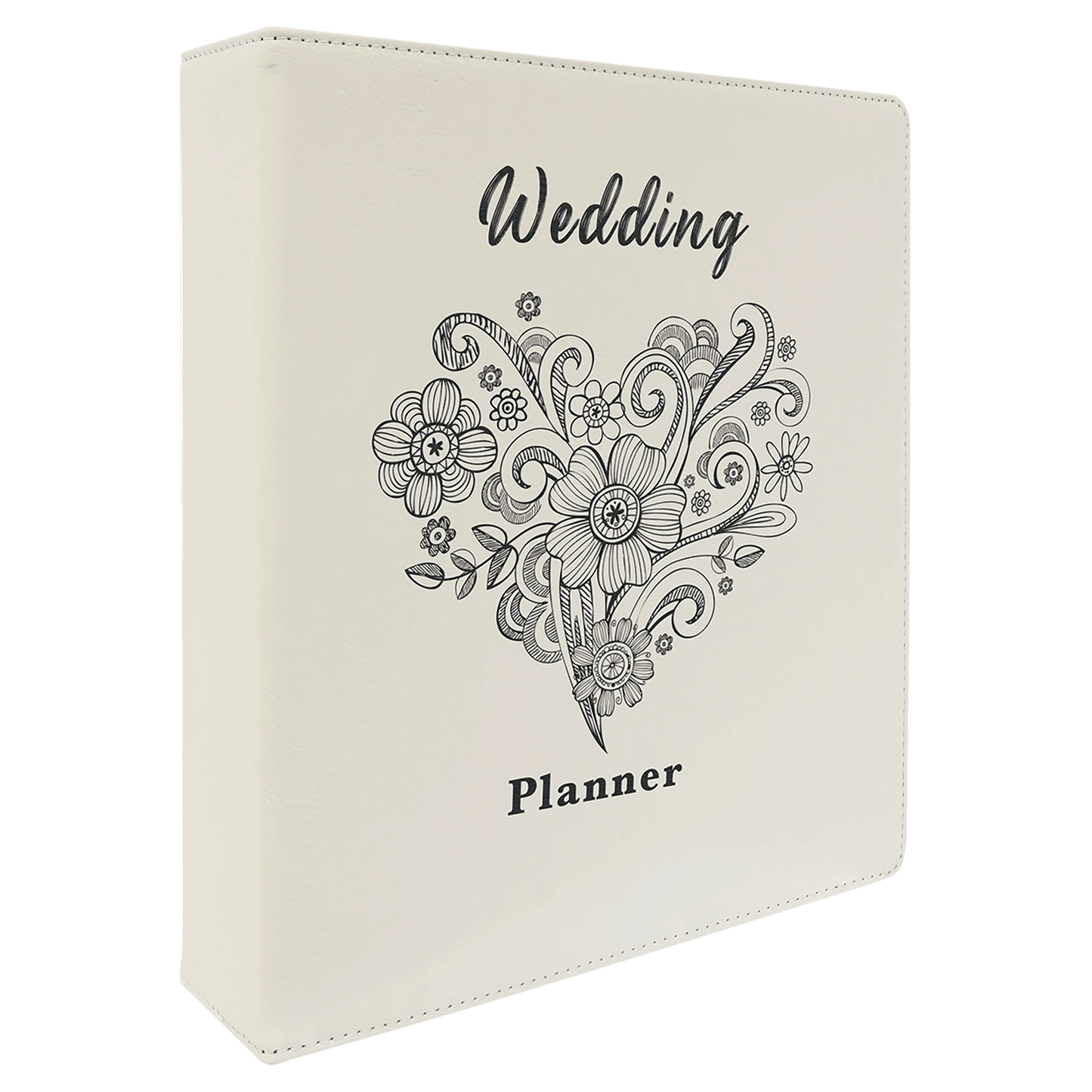 11" × 11.5" White/Black 3 Ring Binder with 2" Slant D Rings (laserable leatherette) — custom laser engraved — ECHIPMUNK
