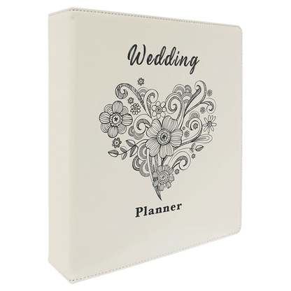 11" × 11.5" White/Black 3 Ring Binder with 2" Slant D Rings (laserable leatherette) — custom laser engraved — ECHIPMUNK
