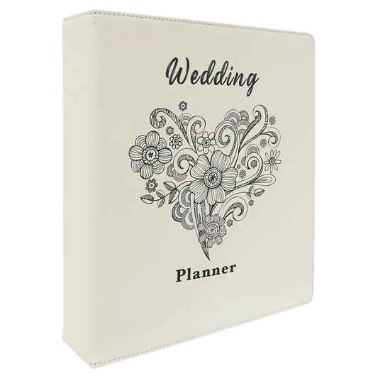 11" × 11.5" White/Black 3 Ring Binder with 2" Slant D Rings (laserable leatherette) — custom laser engraved — ECHIPMUNK