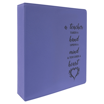 11" × 11.5" Purple/Black 3 Ring Binder with 2" Slant D Rings (laserable leatherette) — custom laser engraved — ECHIPMUNK